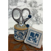 Vintage Cotton Reel Scissor Holder with Fob - Blue